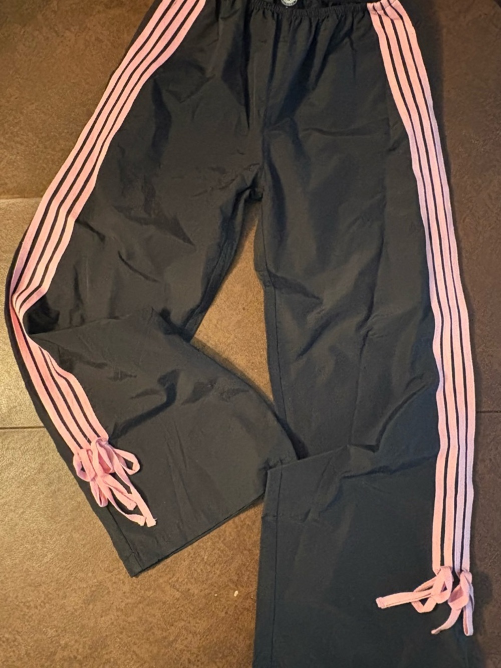 PacSun Black Track Jogger Pants with Pink Side Stripes and Ties Relaxed Fit